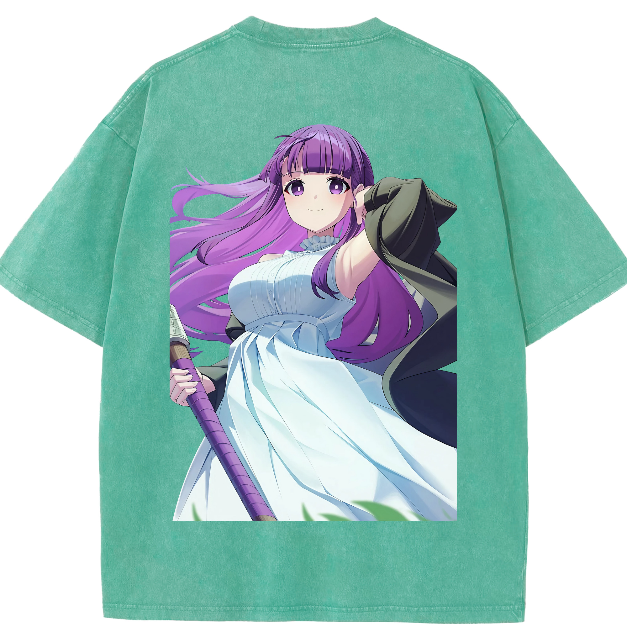 （画像用） 葬送のフリーレン Frieren 綿100% ヴィンテージ風 半袖Tシャツ（背面プリント）